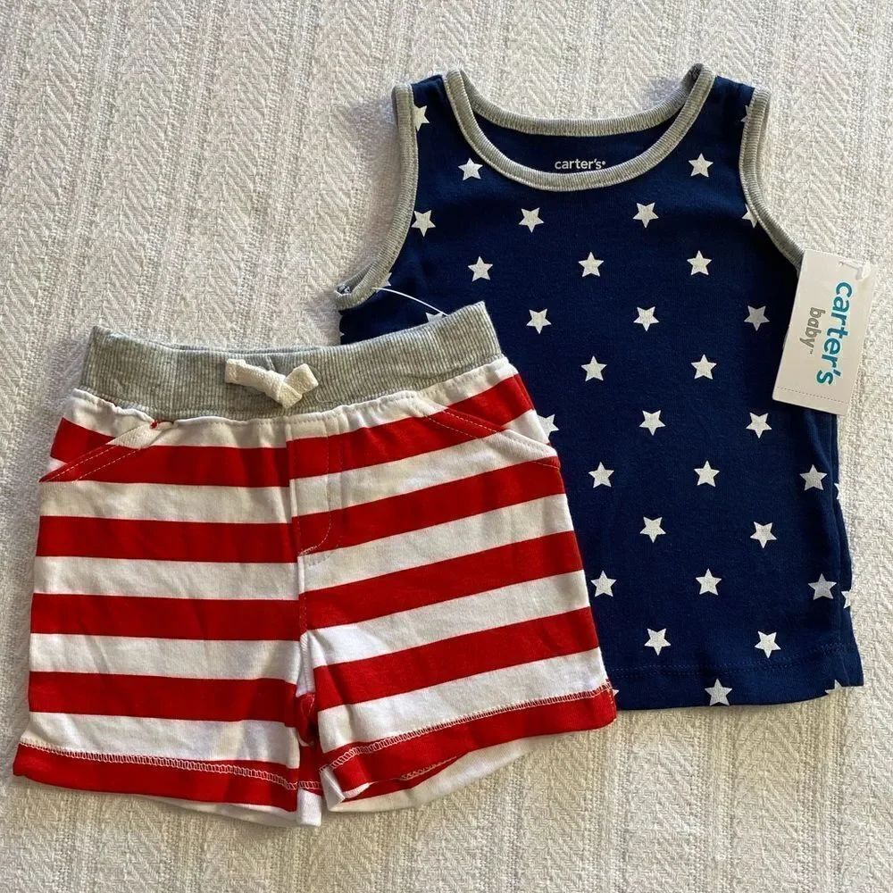 CARTER'S Baby Boy 9M Patriotic Tank Top and Short Set